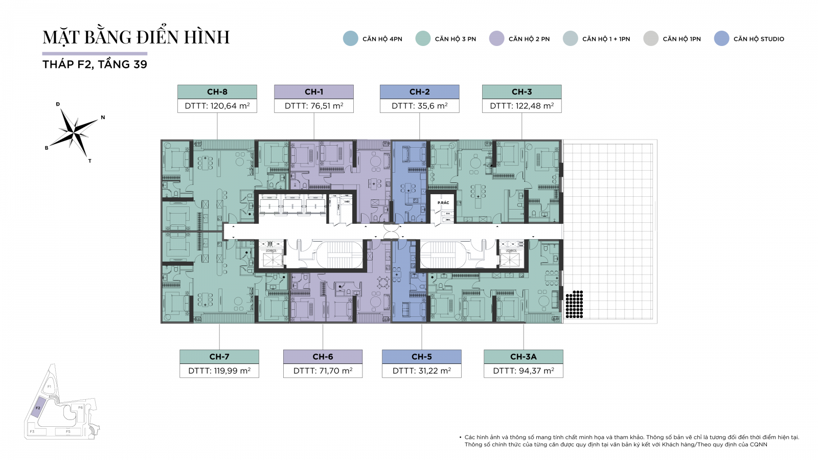 Mặt bằng điển hình tầng 39 tháp F2 - Sun Feliza Suites