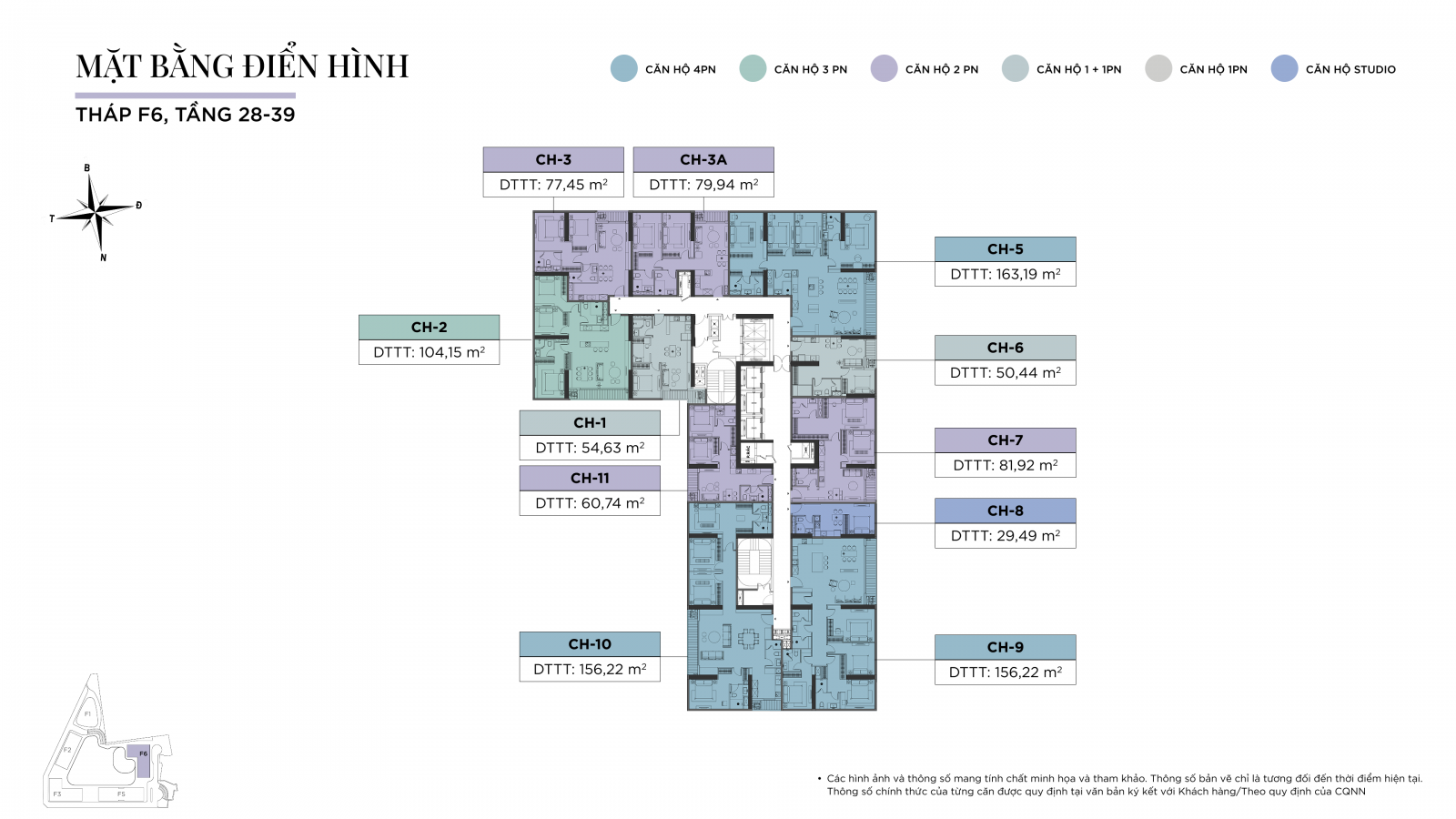 Mặt bằng điển hình tầng 28-39 Tháp F6 - Sun Feliza Suites