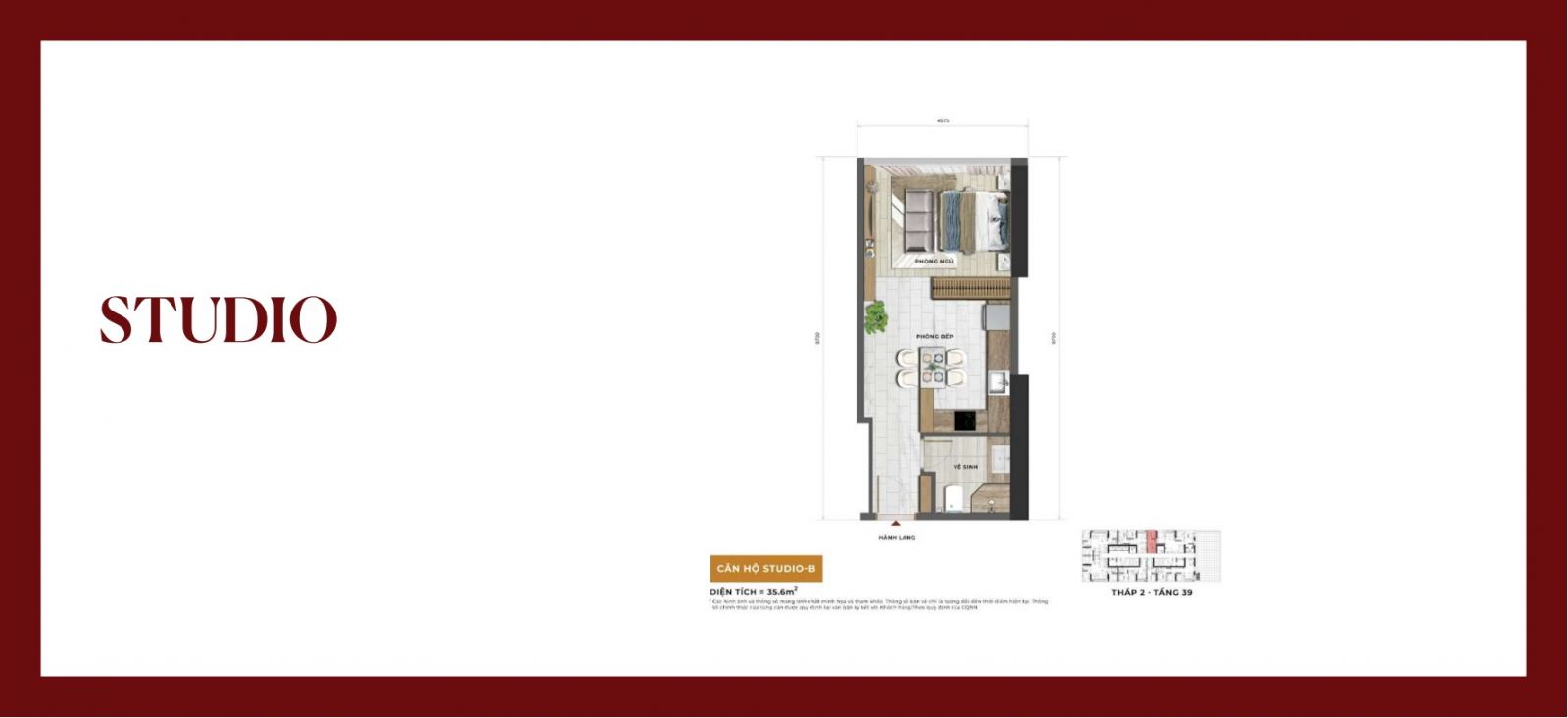 thiết kế căn hộ Studio Sun Feliza Suites Xuân Thủy